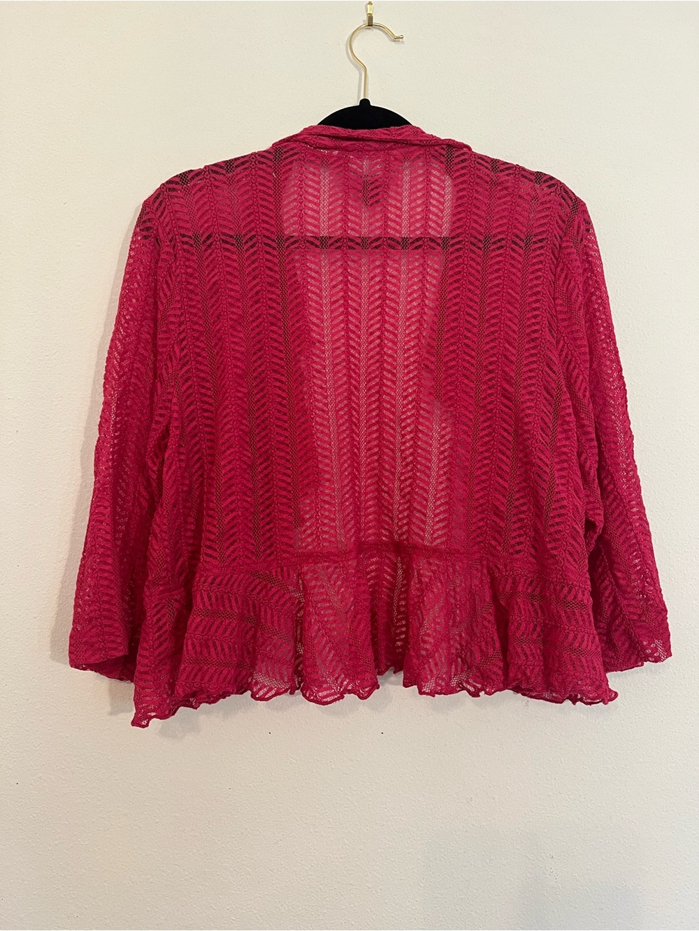 Connected Apparel Hot Pink Shrug Crochet Open Cardigan Size 18W - Picture 8 of 9